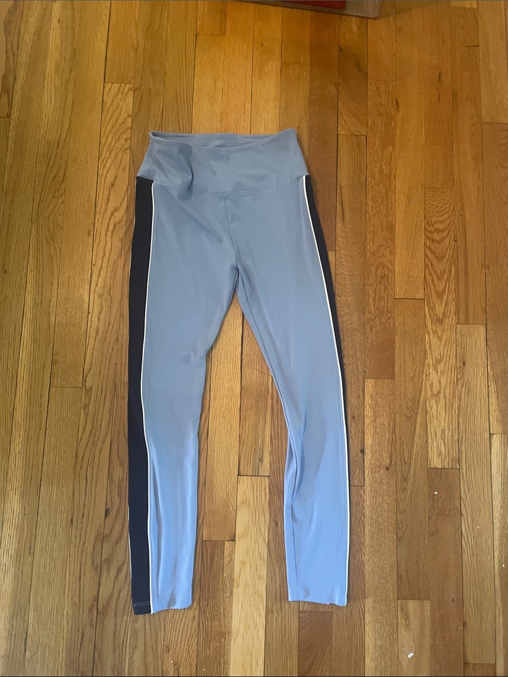 High-Rise Blue & Black Side-Stripe Leggings Small